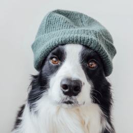 pies w zielonej czapce